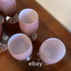 Made In Italy Cased Glass Pitcher & 6 Wine Goblets Carlo Moretti Empoli Vintage