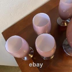 Made In Italy Cased Glass Pitcher & 6 Wine Goblets Carlo Moretti Empoli Vintage