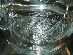 Magnificent Vintage Hand Etched Crystal Set Wine Decanter & 5 Glasses & Silver P