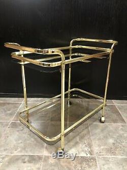 Mid Century Modern Martini Wine Bar Tea Cart Gold/Brass Glass Vintage Serving