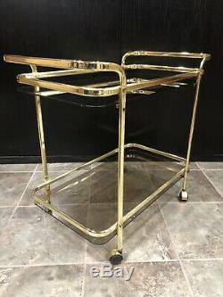 Mid Century Modern Martini Wine Bar Tea Cart Gold/Brass Glass Vintage Serving