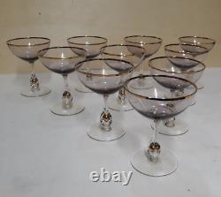 Mid Century Modern Modernist Champagne Wine Glasses Set Of Ten Vintage