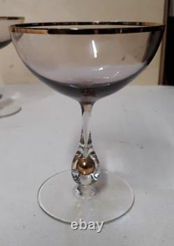 Mid Century Modern Modernist Champagne Wine Glasses Set Of Ten Vintage