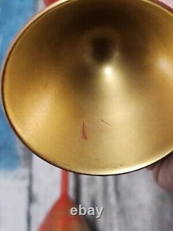 Mid Century Red & Gold Floral Gilt Cordial Laquerware 30-40s Japan Handpainted 7