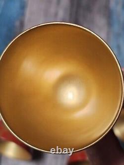 Mid Century Red & Gold Floral Gilt Cordial Laquerware 30-40s Japan Handpainted 7