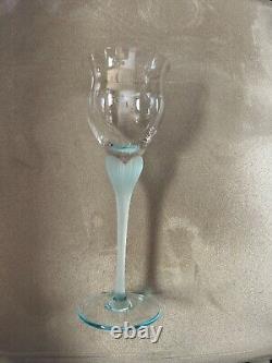 Mikasa Sea Mist Turquoise/Aqua Blue Vintage Wine Glasses set of six 8.25