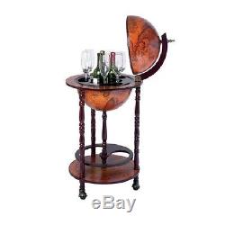 Mini Bar Cabinet Cart Wine Rack Liquor Whiskey Glass Storage Table Vintage Globe