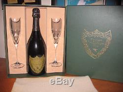 Moet's Dom Perignon Champagne Bottle Vintage 1990 withBox Glasses