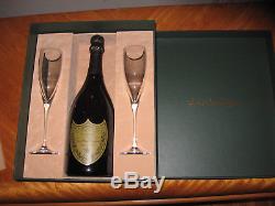 Moet's Dom Perignon Champagne Bottle Vintage 1990 withBox Glasses