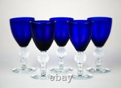 Morgantown Golf Ball Cobalt Ritz Blue Wine Glasses Set of 5 Vintage 3 oz