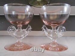 Morgantown Set of 6 Rooster Cocktail Liquor Glasses Vintage Discontinued 1971