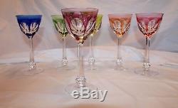 Moser Lady Hamilton Cut Crystal Wine Glass Multicolor Set Of Six Glasses