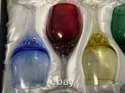 Mouth-blown wine Murano glass Italy twisted stem set of 6 glasses In? Vintage