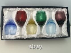 Mouth-blown wine Murano glass Italy twisted stem set of 6 glasses In? Vintage
