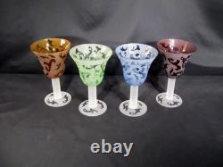 Multi-Colored Unbranded Frosted Design Goblet/Wine Glass Set of 4