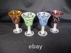 Multi-Colored Unbranded Frosted Design Goblet/Wine Glass Set of 4