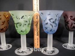 Multi-Colored Unbranded Frosted Design Goblet/Wine Glass Set of 4