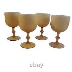 Murano Carlo Moretti Amber Glass Cased Wine Glasses MCM Vintage Italy Set of 4