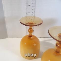 Murano Carlo Moretti Amber Glass Cased Wine Glasses MCM Vintage Italy Set of 4