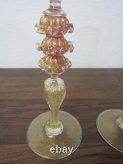 Murano Handcrafted Glass Set of 2 Italian Vintage Wine Glasses