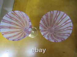 Murano Handcrafted Glass Set of 2 Italian Vintage Wine Glasses