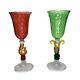 Murano Salviati Style Wine Glasses Cordial Goblets Antique Vtg Art Deco Stemmed