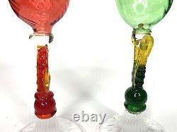 Murano Salviati Style Wine Glasses Cordial Goblets Antique Vtg Art Deco Stemmed