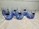 Murano White Cristal Blue Confetti Glass Stemless Wine Tumblers Hand Made Italy