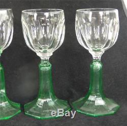 N684 Set Of 6 Antique / Vintage Eight Sided Facet Cut Wine Hock Glasses