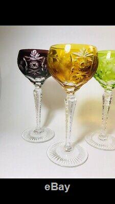 NACHTMANN TRAUBE Vintage Color Crystal. 6 7/8 Wine Hock SET OF 6! Rare STUNNING