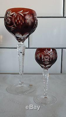 NACHTMANN TRAUBE cut to clear CRYSTAL WINE HOCK and CORDIAL LIQUEUR RUBY RED
