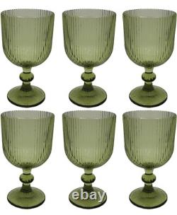 NEW Anthropologie Set of 6 Vintage Glass Colored Wine Cocktail Barware Glasses