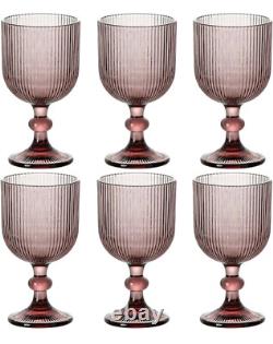 NEW Anthropologie Set of 6 Vintage Glass Colored Wine Cocktail Barware Glasses