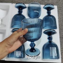 NEW Anthropologie Set of 6 Vintage Glass Colored Wine Cocktail Barware Glasses