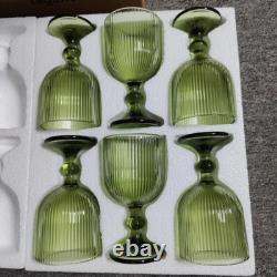 NEW Anthropologie Set of 6 Vintage Glass Colored Wine Cocktail Barware Glasses