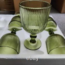 NEW Anthropologie Set of 6 Vintage Glass Colored Wine Cocktail Barware Glasses