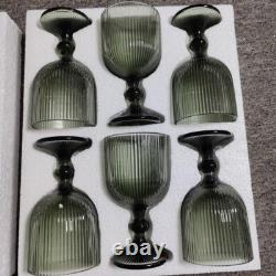 NEW Anthropologie Set of 6 Vintage Glass Colored Wine Cocktail Barware Glasses