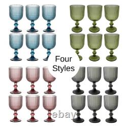NEW Anthropologie Set of 6 Vintage Glass Colored Wine Cocktail Barware Glasses