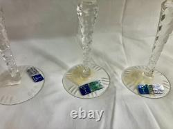 NEW VINTAGE BOHEMIAN CUT LEAD CRYSTAL CLEAR INDUSTRIES WINE STEM GLASS Set of 4