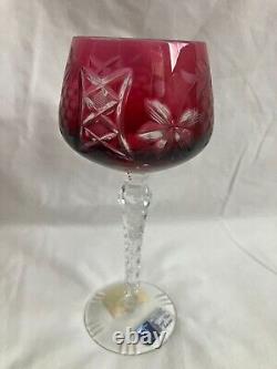 NEW VINTAGE BOHEMIAN CUT LEAD CRYSTAL CLEAR INDUSTRIES WINE STEM GLASS Set of 4