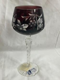 NEW VINTAGE BOHEMIAN CUT LEAD CRYSTAL CLEAR INDUSTRIES WINE STEM GLASS Set of 4