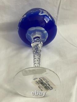 NEW VINTAGE BOHEMIAN CUT LEAD CRYSTAL CLEAR INDUSTRIES WINE STEM GLASS Set of 4