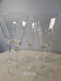 NEW! Vintage MIKASA South Hampton Gold 5 Crystal Wine Glasses Gold Trimmed -D83