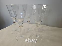 NEW! Vintage MIKASA South Hampton Gold 5 Crystal Wine Glasses Gold Trimmed -D83