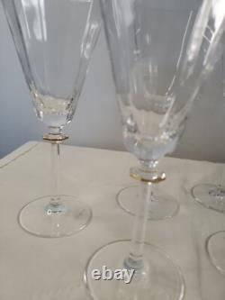 NEW! Vintage MIKASA South Hampton Gold 5 Crystal Wine Glasses Gold Trimmed -D83