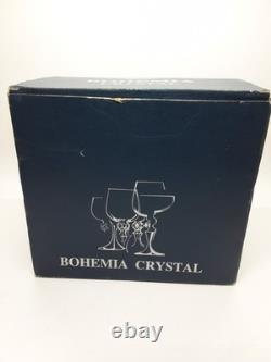 NIB Vintage BOHEMIA CRYSTAL Cut Wine Glasses 6 90ml Set of 6 Czech Republic HTF