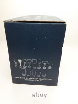 NIB Vintage BOHEMIA CRYSTAL Cut Wine Glasses 6 90ml Set of 6 Czech Republic HTF