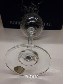 NIB Vintage BOHEMIA CRYSTAL Cut Wine Glasses 6 90ml Set of 6 Czech Republic HTF