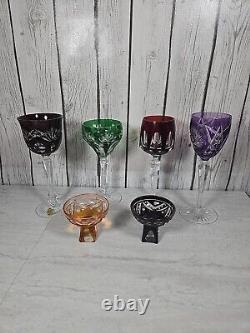 Nachtmann BLEIKRISTALL Crystal Vtg (6) Colored Wine Glasses Goblets READ D