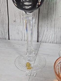 Nachtmann BLEIKRISTALL Crystal Vtg (6) Colored Wine Glasses Goblets READ D